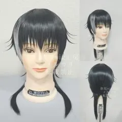【翌日発送/新品】刀剣乱舞 鶴丸国永 風 黒 セット済 ウィッグ