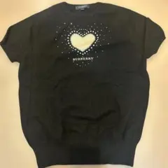 BURBERRY ハートビジュー 半袖ニットシャツ 160A カシミヤ100%