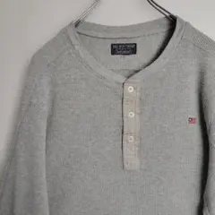 ポロジーンズ ラルフローレン ロンT サーマルシャツ ヘンリーネック グレー