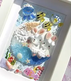 お月様の上で フラワームーン シーグラスアート 玄関飾り ティファニー