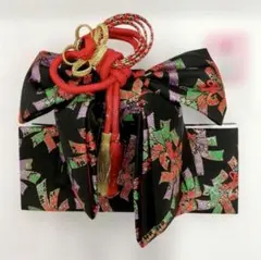 新品　七五三 結び帯 作り帯 単品 女の子はこせこセット 黒 系 髪飾り付き