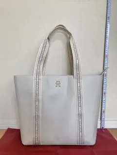 美品 トミーヒルフィガー トートバッグ ホワイトベージュ
