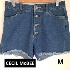 【CECIL McBEE】フロントボタン フリンジ デニムショートパンツ Mのサムネイル