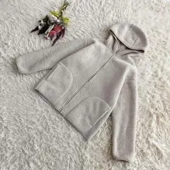 『無印良品』　再生ポリエステルボアフリースパーカー　長袖　フード付き　フルジップ