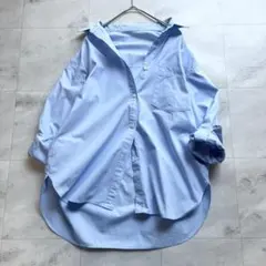 極美品＊THIRD MAGAZINE シアーコットンシャツ 水色 ライトブルー