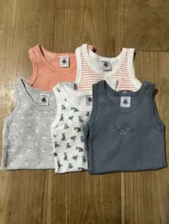 プチバトー　♡ノースリーブボディ♡　5枚セット　12m/74cm