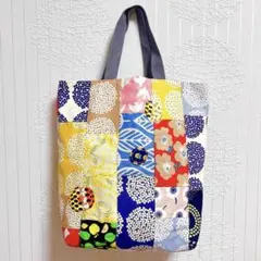 【ハンドメイド】北欧柄　大きめ！パッチワークトートバッグ