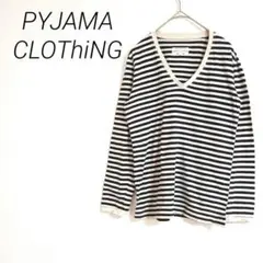 pyjama clothing ストライプ Vネック 長袖Tシャツ　F