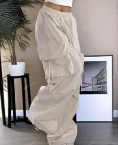 ストリートハイウエストフラップパンツ M アプリコット