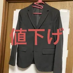 値下美品 ダークグレー ストライプ ブレザー上下 3つボタン[子ども用:150]