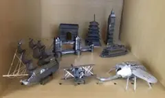 メタリックナノパズル立体オブジェ建物乗り物セット