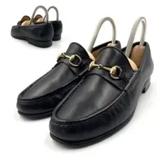 《超美品》グッチ ホースビット ローファー 本革 レザー ゴールド金具 黒 34