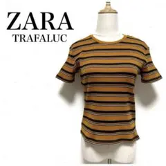 ZARA TRAFALUC ザラ マルチボーダー 半袖 リブニットカットソー M