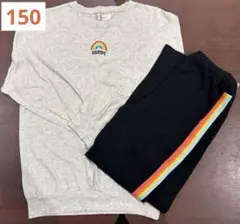 キッズ 長袖 パジャマ 上下セット 虹の刺繍付き 150
