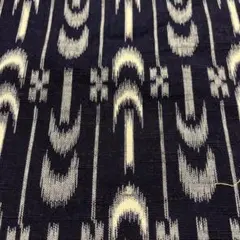 昭和レトロ 生地　はぎれ ハギレ ネイビーとホワイトの幾何学模様