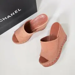 CHANEL シャネル ココマーク ウェッジソール サンダル デニム イタリア製のサムネイル