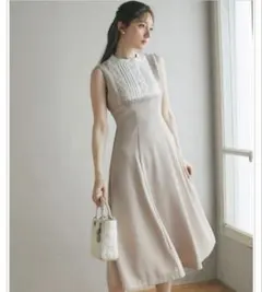 tocco closet ヨークレース切替バックレースアップ配色ワンピース