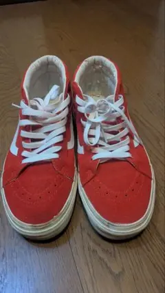 Vans 赤 スニーカー　スエード素材