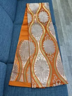 SALE袋帯アンティークオレンジ✖️金✖️シルバー