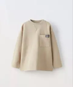 美品　ZARAKIDS ベージュ ポケット付スウェットカットソー　トレーナー
