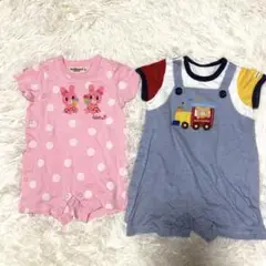 ミキハウス　半袖ロンパース　2点まとめ売り 70.80サイズ 中古品