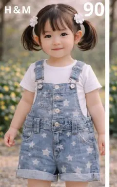 H&M 星柄オーバーオール 90cm〜98cm