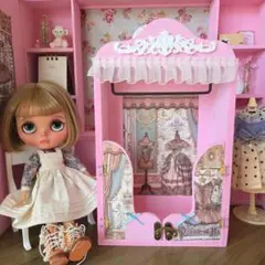 ドール用クローゼット+°*ピンク+*姫系*ドールハウスやブライス,リカちゃんに