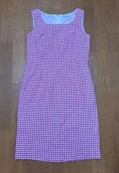 ピンク チェック柄 ノースリーブ ワンピース サイズ11