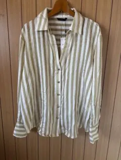 タグ付新品 ZARA ザラ ストライプ フルイドシャツ シアー　スキッパー 長袖