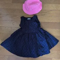 little things ベビーワンピース 80cm ネイビー 帽子セットのサムネイル