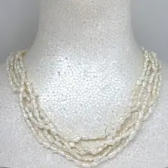 パール ネックレス 6-12 淡水 白 ホワイト 5連 ロング