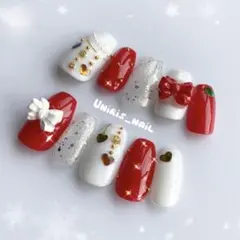 ネイルチップ　春　量産型　オーダー　地雷　韓国　リボン　赤　推し活　名前