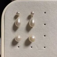 真珠ピアス 2種類まとめて出品　パール