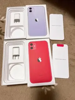 iPhone 11 パープル　レッド　64GB 箱のみ（付属品付き）