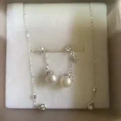 アクセサリーピアスk10パールとアクアマリン2点セット