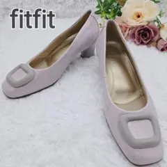 極美品✨フィットフィット 撥水 バックル パンプス ピンクベージュ 24.5cm