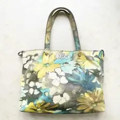 D&G ドルチェ&ガッバーナ 花柄総柄プリント レザー 2WAY トートバッグのサムネイル