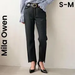 【MilaOwen】ミラ オーウェン S M 裾段差テーパードデニムパンツ