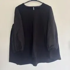 264. イデット　ブラウス　シャツ　チュニック　黒　袖シースルー