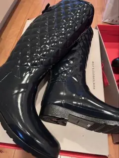 【美品】HUNTER キルティング ネイビー レインブーツ　24cm