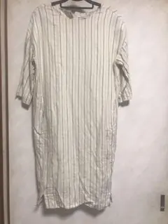 ワンピース チュニック　ストライプ　古着　ゆったり　綿素材　大人っぽい　シンプル