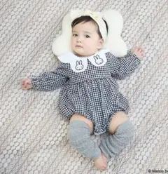 プティマイン ミッフィー　ギンガムチェックロンパース 70