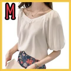 ブラウス レディース 秋 半袖 シフォン Vネック