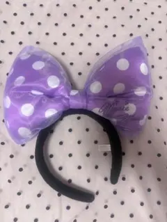 ミニーマウス 紫色 水玉デカリボンカチューシャ