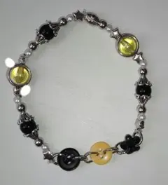 ハンドメイド ビーズブレスレット イエロー・ブラック系