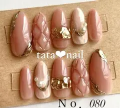 080【メル便込】ピンクキルティングニュアンスネイル