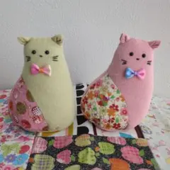 手作り猫型ぬいぐるみ 2点セット
