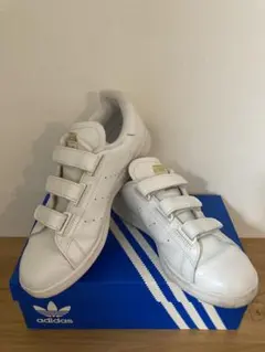 adidas STAN SMITH ベルクロレザースニーカー ホワイト×ゴールド