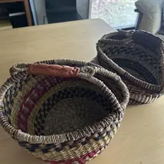 ブルキナバスケット2個セット　天然素材　アフリカ　未使用品