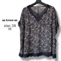 上品レース×小花柄 as know as チュニックブラウス M ゆったり着やせ